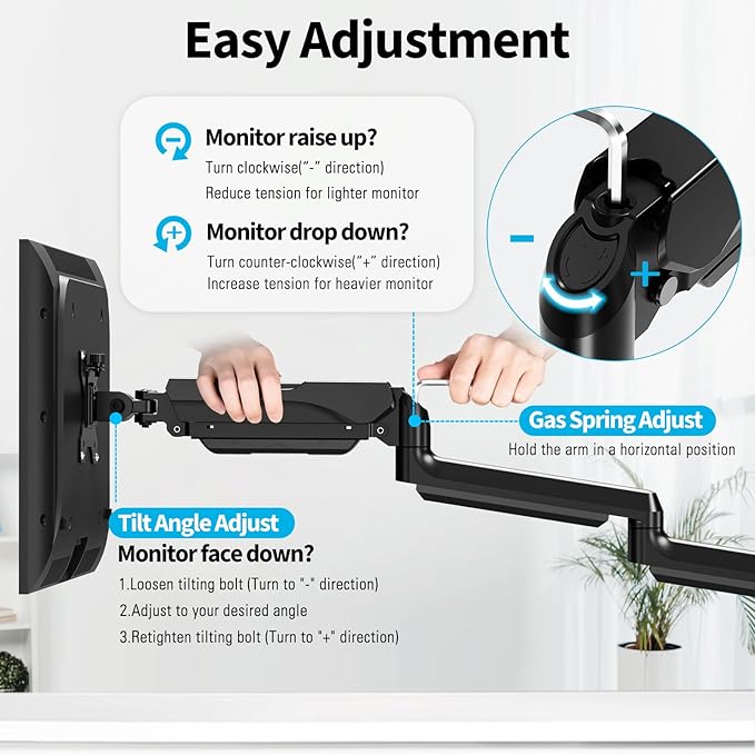MOUNTUP Triple Monitor Mount for 17-32 inch Screens, Full Motion Triple Monitor - Image 2