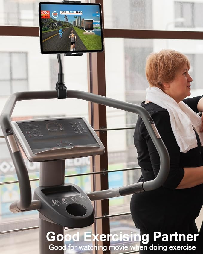 woleyi Gooseneck Tablet Holder for Spin Bike, Peloton Tablet Mount Exercise - Image 3