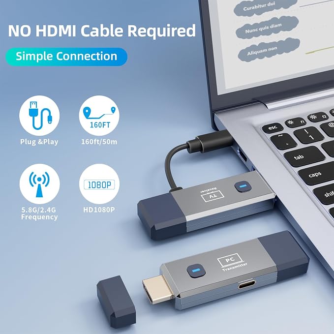 Wireless HDMI Transmitter and Receiver, 165ft/50m Wireless HDMI - Image 2