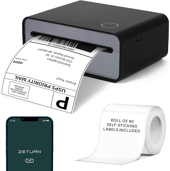 Wireless Return Label Printer – Compact, Battery-Powered & Easy-to-Use Package by Zeturn