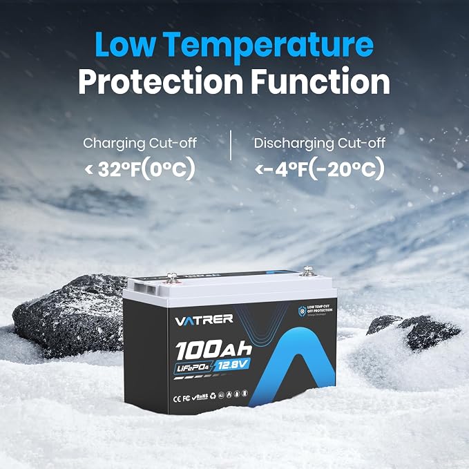 12V 100AH Low Temp Cutoff LiFePO4 Deep Cycle Battery - Image 4