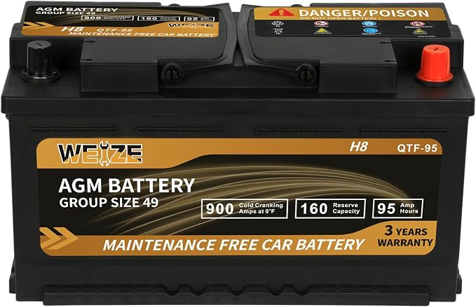 Weize Platinum AGM Battery BCI Group 49-12v 95ah H8 Size 49 Automotive Battery by WEIZE