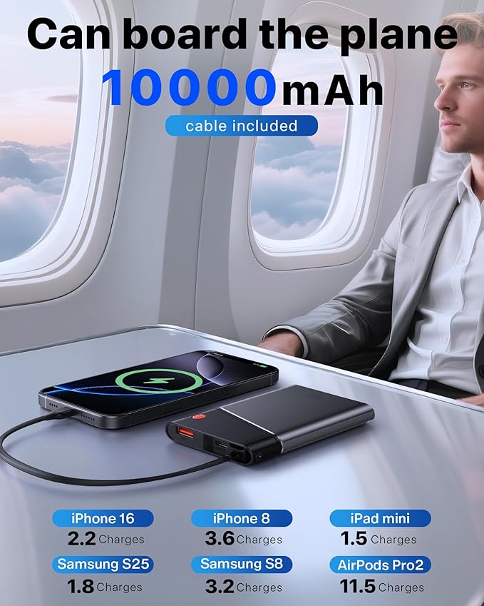 Aaoyun Portable Charger Power Bank, 10000mAh 22.5W PD Fast Charging Powerbank - Image 5