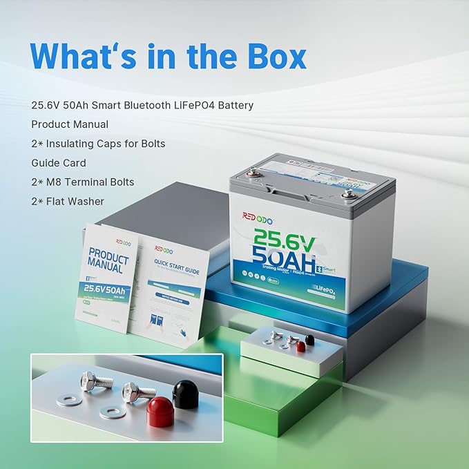 Redodo Bluetooth 24V 50Ah TM Low-Temp LiFePO4 Battery, Smart Lithium Battery - Image 9