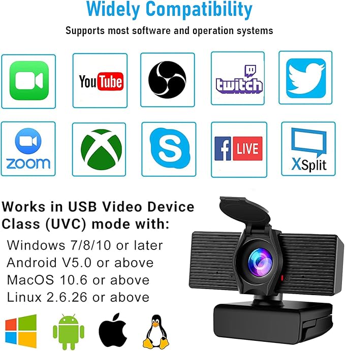 LITEPRO Webcam with Microphone & Privacy Cover, 1080P HD Web Computer Camera - Image 5