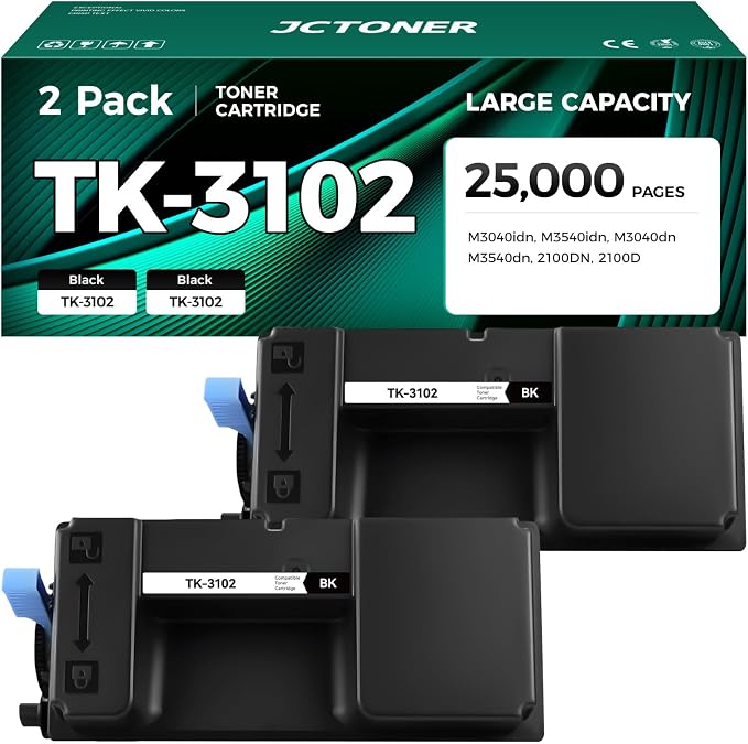 TK-3102 TK3102 Toner Cartridge Black 2-Pack High Yield Replacement Compatible by JCTONER