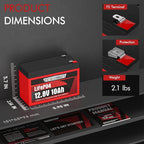 12V 10Ah Lithium Battery, 5000+ Cycles LiFePO4 12V 10Ah Battery Built-in 10A BMS - Image 2