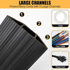 6.5Ft Cord Cover Heavy Duty Cable Protector 3 Channels Contains Cords, Cables - Image 4