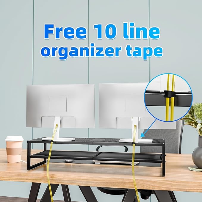 Simple Trending 2 Tier Metal Dual Monitor Stand Riser - Image 3