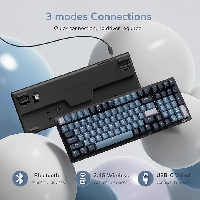 RK ROYAL KLUDGE RK98 Wireless Mechanical Keyboard, Triple Mode 2.4G/BT5.1/USB-C - Image 3