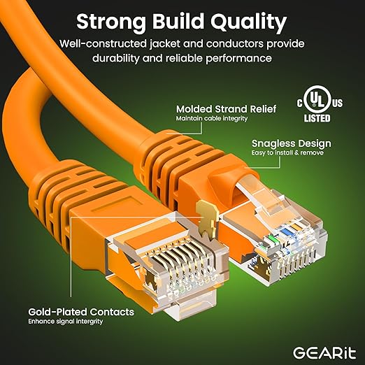 GearIT Cat 6 Ethernet Cable Cat6 Network Patch, Snagless Cord, Internet - Image 2