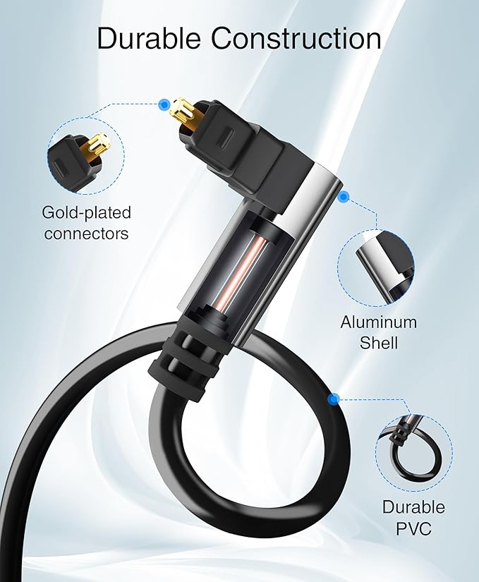 BlueRigger Optical Audio Toslink Cable - 35FT - Fiber Optic Compatible - Image 5