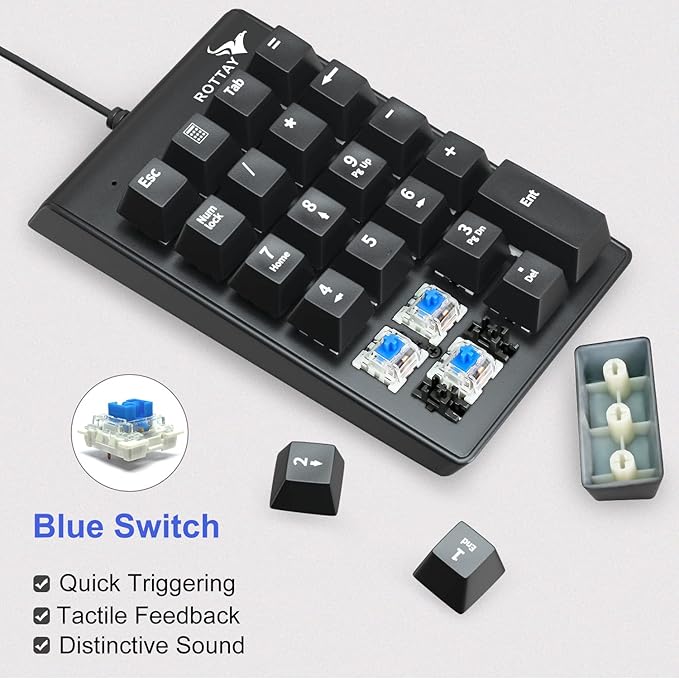 Rottay Number Pad, Mechanical USB Wired Numeric Keypad - Image 4