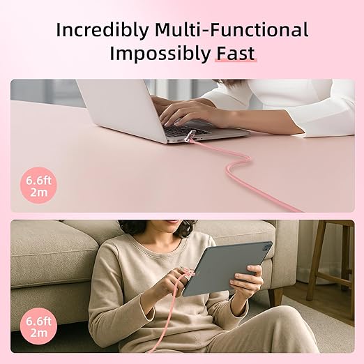MFish 4-in-1 USB C Charging Cable, 6.6Ft Type C to Type C Cable, 240W Fast - Image 4