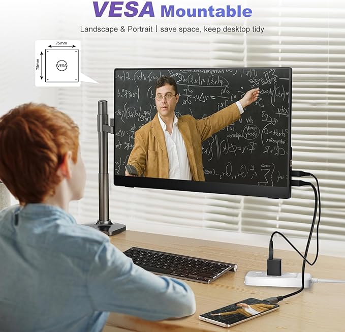 18.5 Inch Portable Monitor for Laptop, FHD 1080P 100% sRGB Travel Monitors for - Image 6