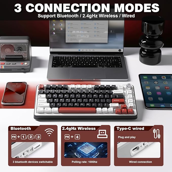 YUNZII B75 PRO Wireless Mechanical Keyboard, 75% Layout - Image 3
