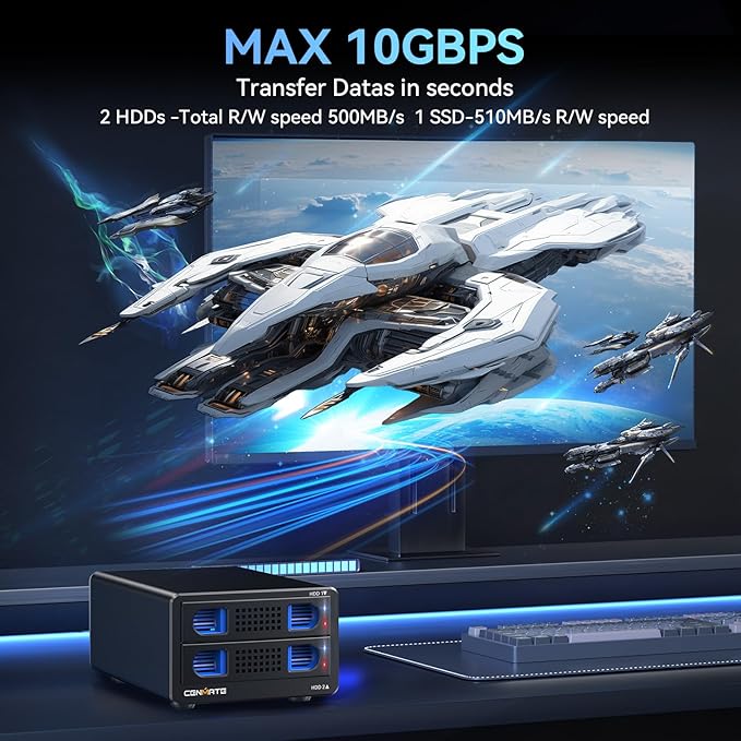 Aluminum Dual Bay 10Gbps Hard Drive Enclosure - Image 2