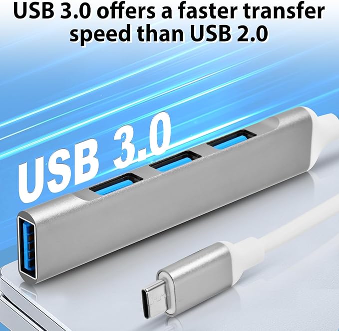 4 Ports USB C to USB Hub, Aluminum Type C to USB A 3.0 Adapter, Plug and Play - Image 5