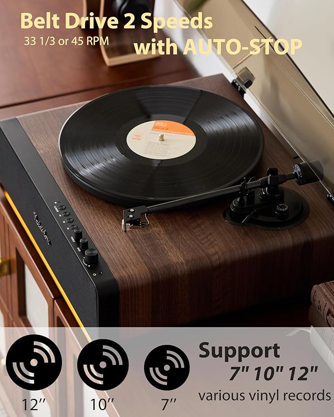 Vinyl Record Player, High Fidelity Belt Drive Turntable - Image 2