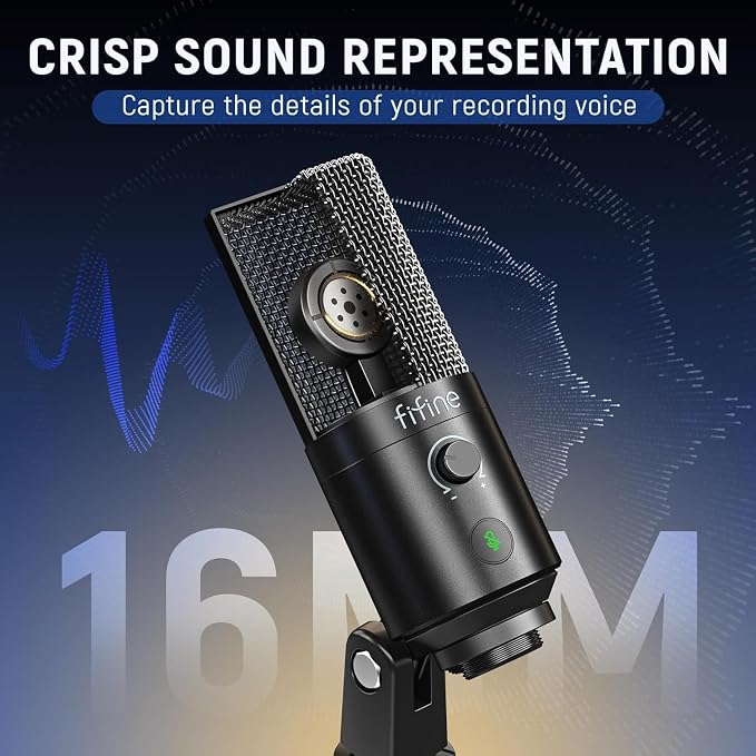 FIFINE Podcast Recording Microphone, PC USB Condenser Microphone - Image 4
