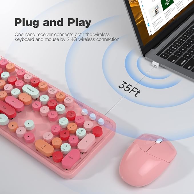 KNOWSQT Wireless Keyboard and Mouse Combo, USB Receiver Plug and Play, - Image 2
