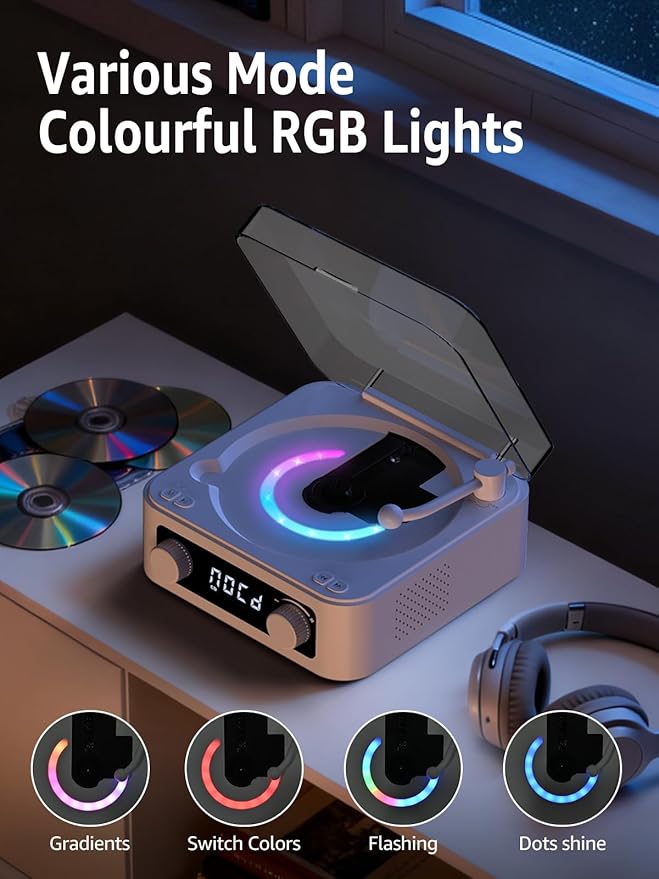 CD Player with Built-in Speakers Portable Bluetooth Input&Output Desktop CD - Image 6