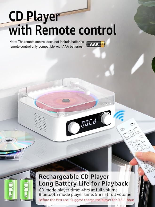 CD Player with Built-in Speakers Portable Bluetooth Input&Output Desktop CD - Image 5