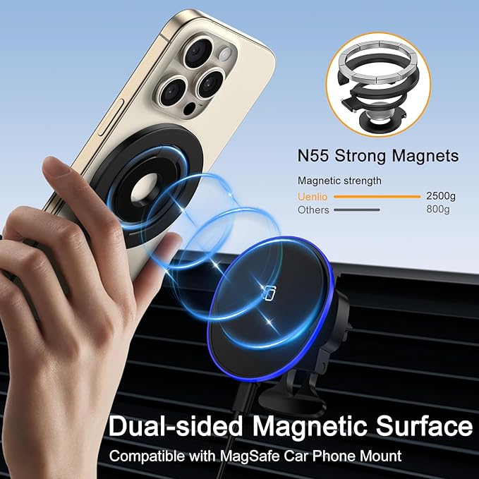 3-Fold Magnetic Phone Ring Holder, Double-Sided MagSafe Phone Grip & Stand - Image 2
