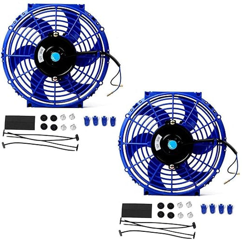 2PCS 10 inch Slim Fan Push Pull Electric Radiator Cooling 12V 80W Mount by FSBCGT
