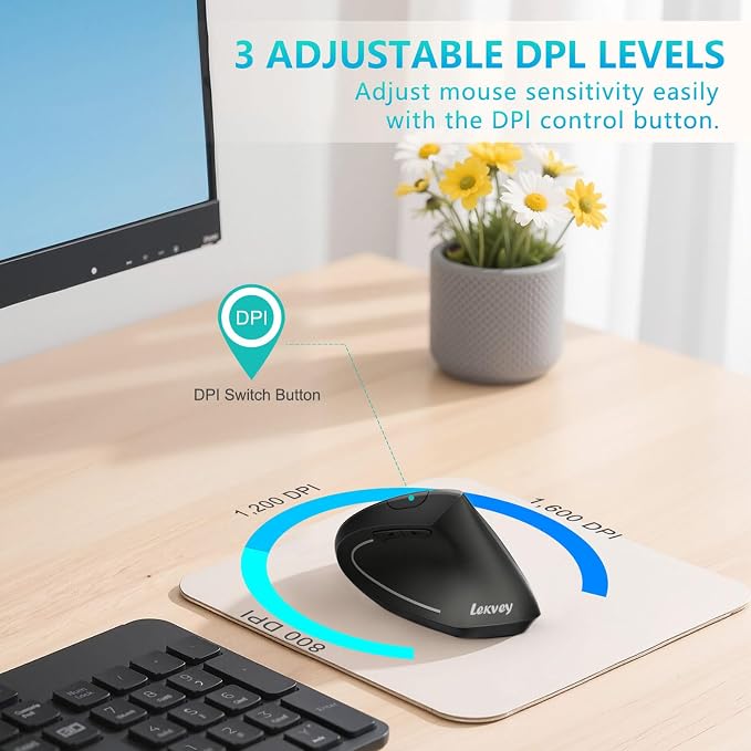 Lekvey Ergonomic Mouse, Vertical Wireless Mouse - Image 8