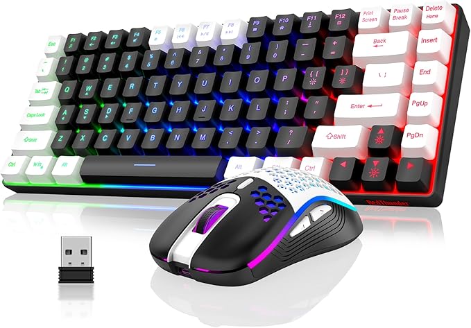 RedThunder K84 Wireless Keyboard and Mouse Combo, Rainbow Backlit Rechargeable by RedThunder