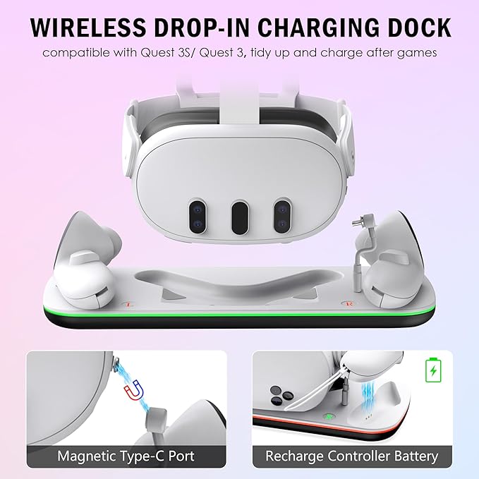Charging Dock for Quest 3S, VR Stand for Meta Quest3, Charge Station for Oculus - Image 2