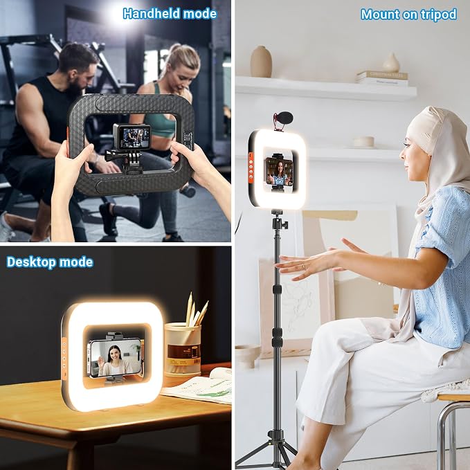 Rechargeable Ring Light Without Stand, Cordless Square Ring Light - Image 6