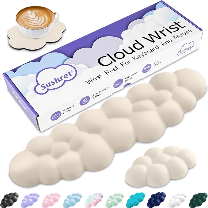 Cloud Wrist Rest Keyboard, Cloud Keyboard Wrist Pad Set by Sushret