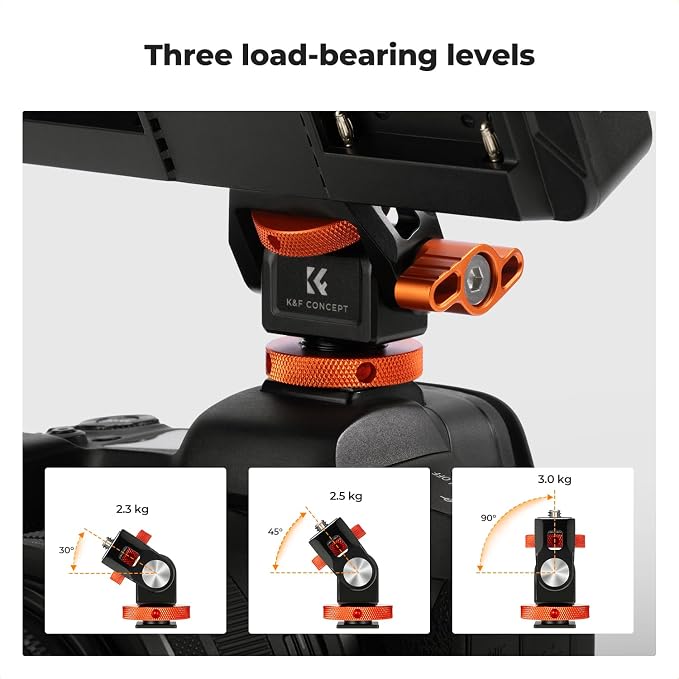 K&F Concept Adjustable Camera Monitor Mount, Aluminum Camera Mount 360° Swivel - Image 4