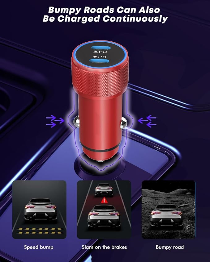 Fast Car Charger for iPhone 16, USB C Charging iPhone 2Pack Dual USB C Port Car - Image 6
