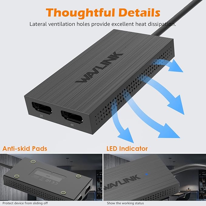 WAVLINK USB 3.0 or USB C to HDMI Adapter, HDMI Splitter - Image 7