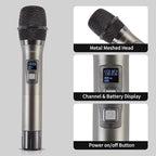 Wireless Microphone System, 4-Channel UHF Wireless Mic, Fixed Frequency Metal - Image 4
