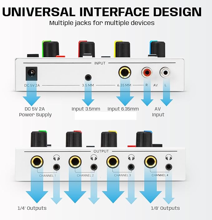 4 Channel Headphone Amplifier 7 Color Light Headphones Amp - Image 7