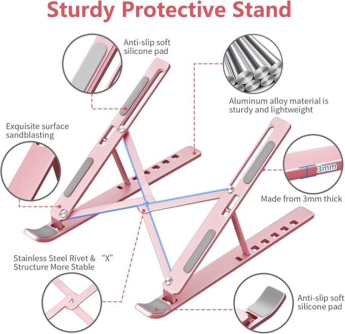 Laptop Stand for Desk, Aluminum Metal MacBook Stand，Computer Riser for Desk - Image 5