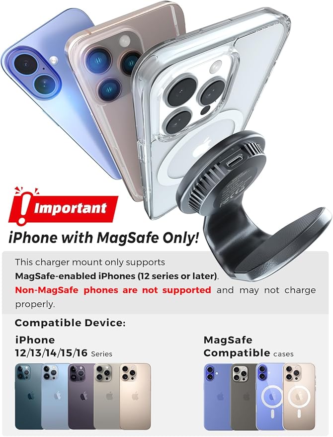 eSamcore for Magsafe Car Mount Charger, Wireless Magnetic Car Phone Holder - Image 6