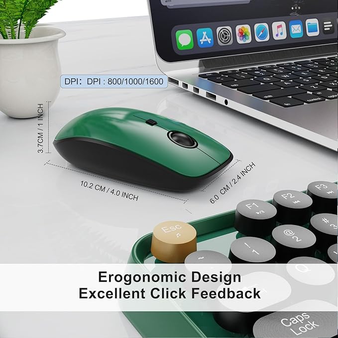 Wireless Keyboard and Mouse Combo, 104 Round Keys Cute Colorful Keyboard and - Image 4
