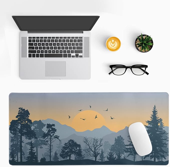Mountain Gaming Mouse Pad 31.5x11.8 Inch Forest Large Mousepad Extended Grey - Image 3