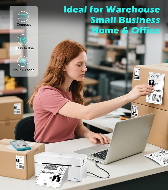 ORGBRO Bluetooth Thermal Shipping Label Printer, Z1-Plus Wireless 4X6 Shipping - Image 5