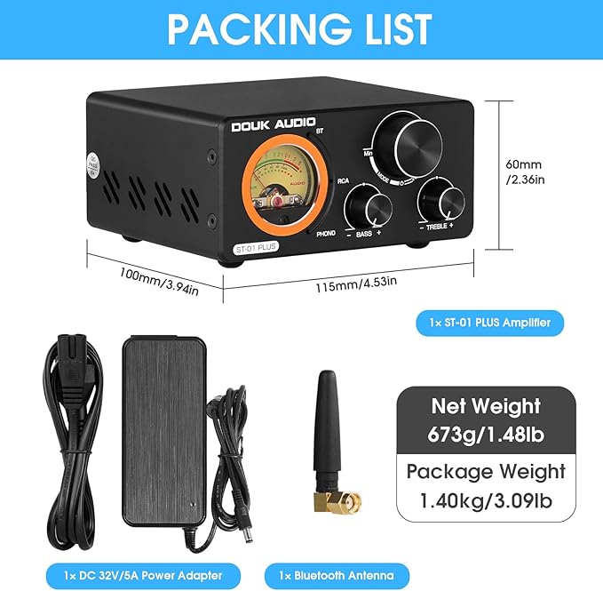 Douk Audio 2 Channel TPA3255 Bluetooth Amplifier 300W x2, Turntable Phono Amp - Image 9