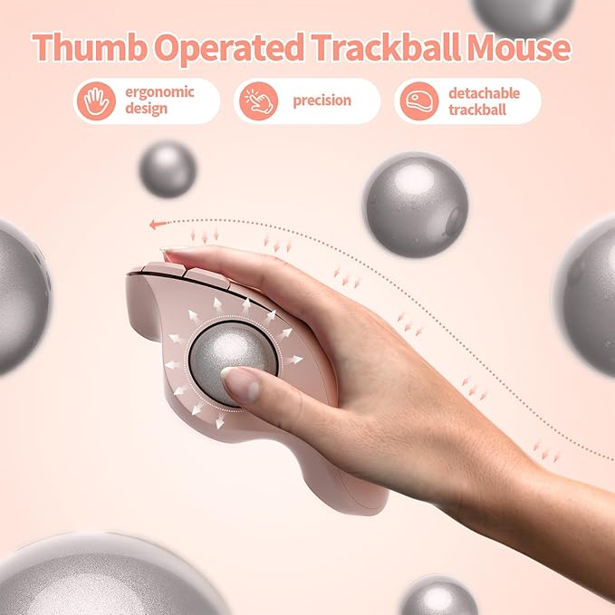 seenda Wireless Trackball Mouse, Rechargeable Multi Devices USB/Bluetooth - Image 2