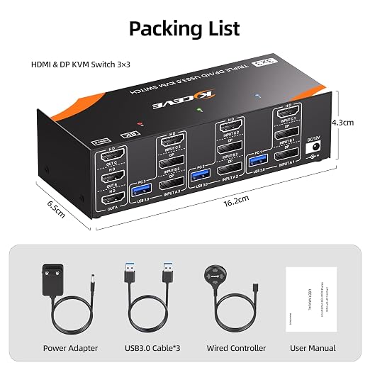 KVM Switch 3 Monitors 3 Computers 8K@60Hz/4K@120Hz, HDMI DP KVM Switches - Image 9