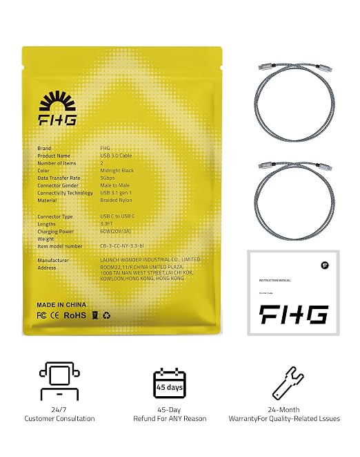 FHG USB C to USB C Cable 3.3FT 2Pack, PD 60W/3A USB C to USB C Fast Charging - Image 7