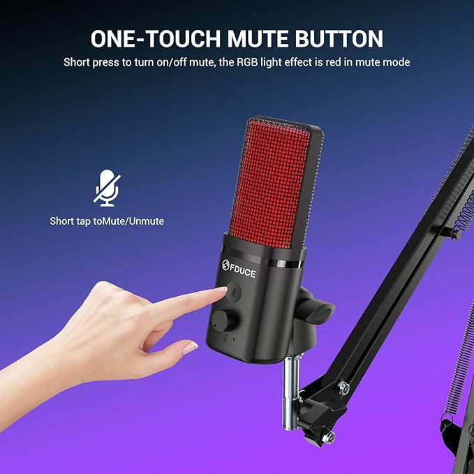 FDUCE Gaming USB Microphone, RGB Condenser mic - Image 5