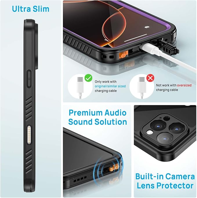 Lanhiem for iPhone 16 Pro Max Case, IP68 Waterproof Dustproof Shockproof Cases - Image 5